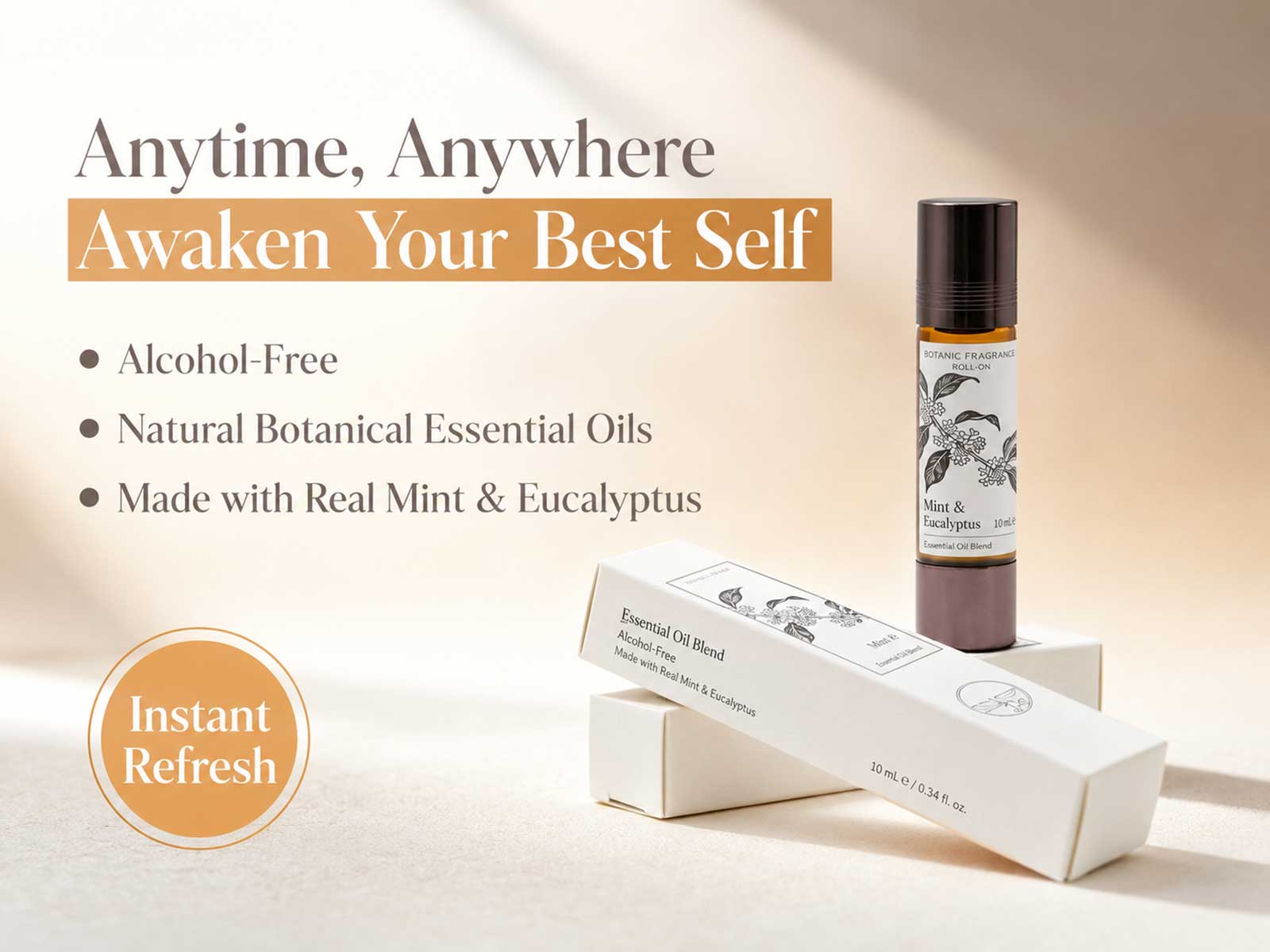 Custom roll-on essential oil roller with private label packaging