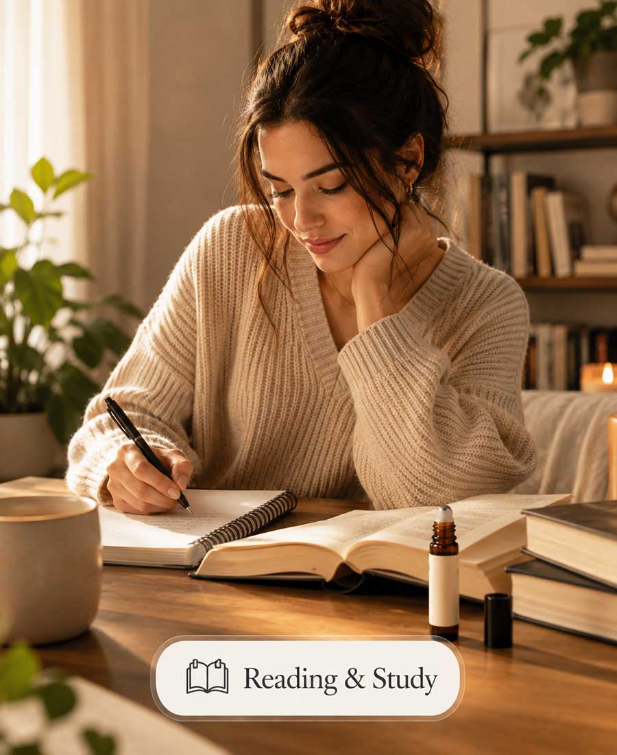 Roll-on essential oil roller for reading and study