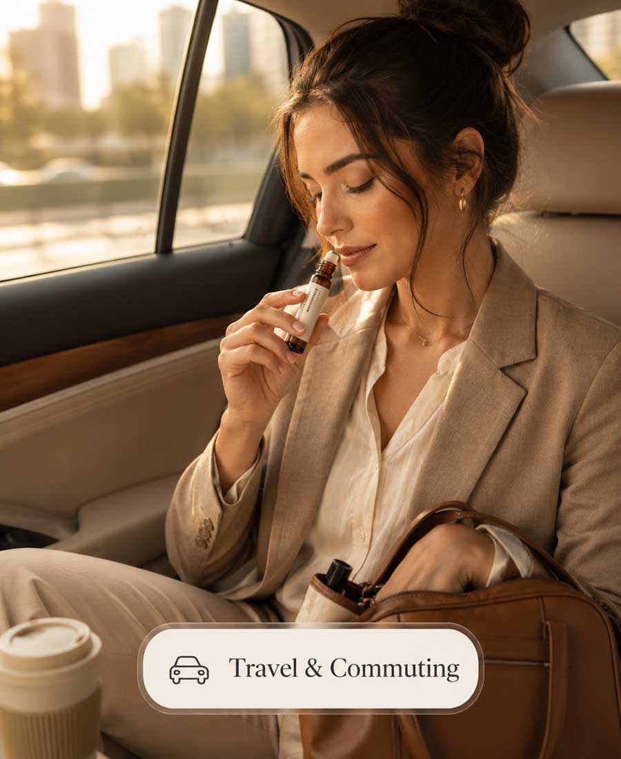 Travel aromatherapy roller for commuting and driving