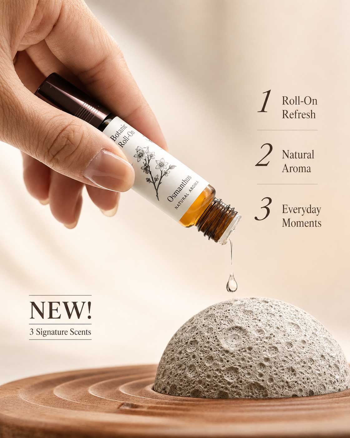 Roll-on essential oil used with diffuser stone